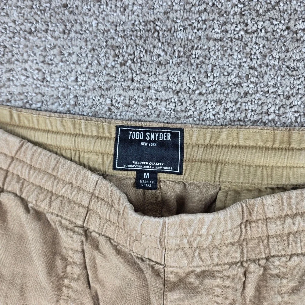 Todd Snyder Beach Pants Mens Medium 100% Linen Elastic Waist Pull On Tan Beige